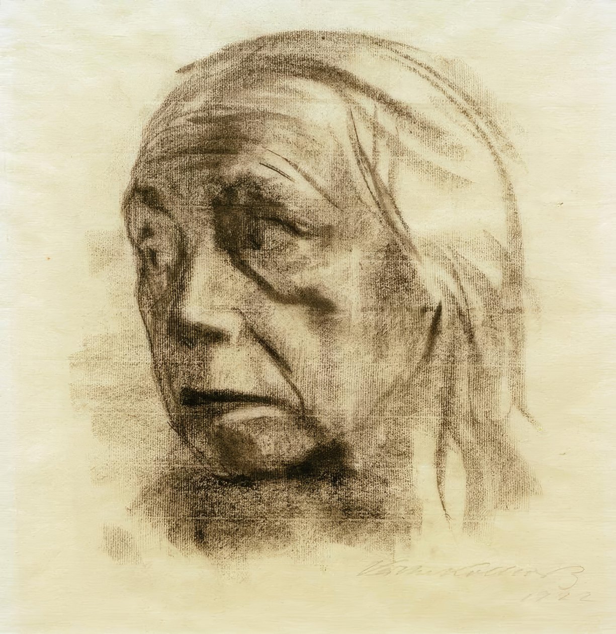 Selbstbildnis im Dreiviertelansicht nach links tekijältä Käthe Kollwitz