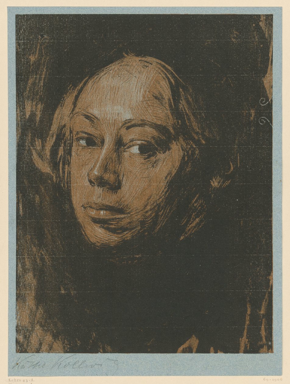 Omakuva vasemmalle (5. vedosaste) tekijältä Käthe Kollwitz