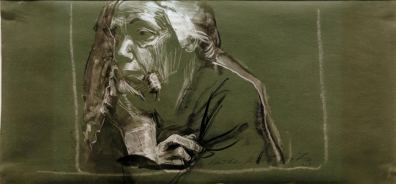 Selbstbildnis nach links mit Hand am Kinn tekijältä Käthe Kollwitz