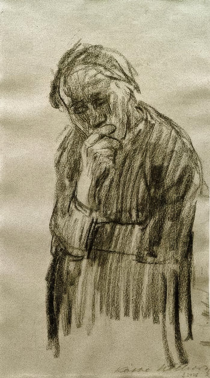 Stehende Frau, den Kopf in die rechte Hand gestützt tekijältä Käthe Kollwitz
