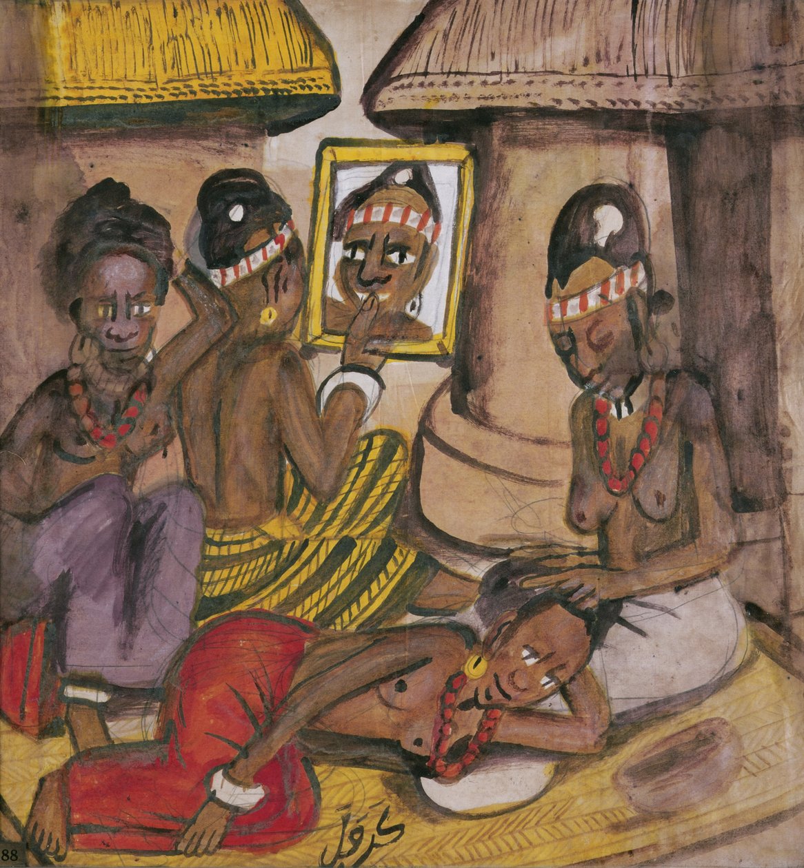 Mali Women, n. 1929 (öljy pellavalle) tekijältä Kalifala Sidibe