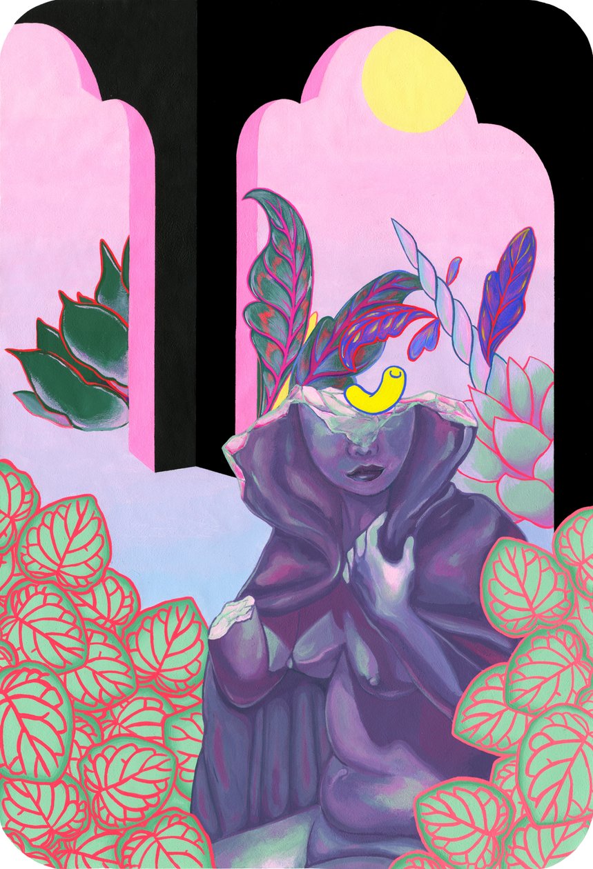 Garden Witch, 2019 (akryyli puuvillalle) tekijältä Kam Tsz