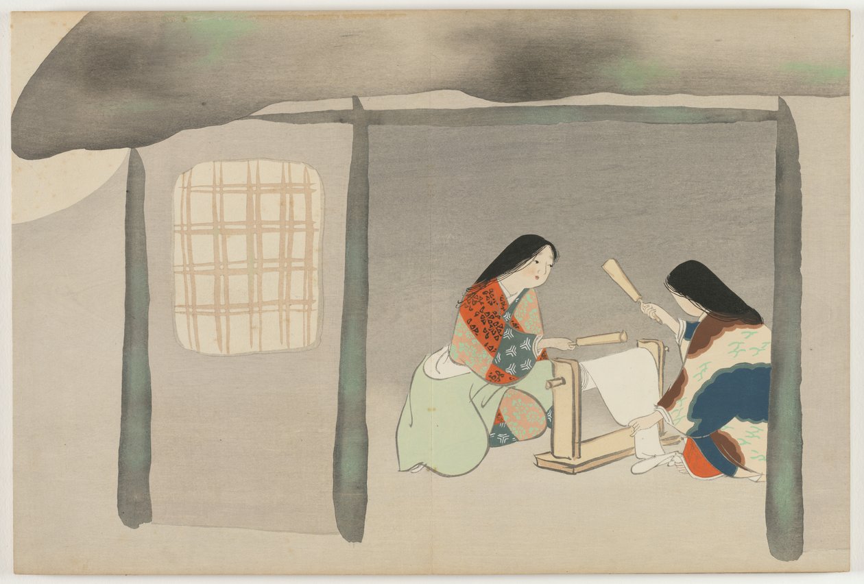 Sadan maailman kukat (Momoyogusa): Fulling Silk (Uchiginu) tekijältä Kamisaka Sekka