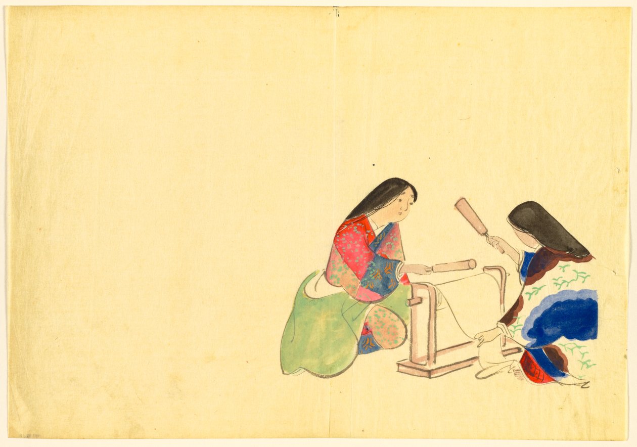 Sadan maailman kukat (Momoyogusa): Fulling Silk (Uchiginu) tekijältä Kamisaka Sekka