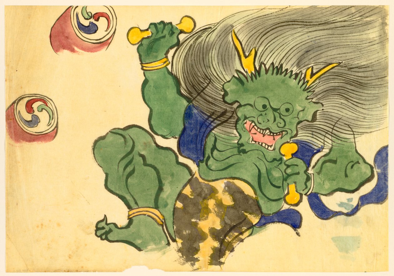Sadan maailman kukat (Momoyogusa): Ukkosenjumala (Raijin) tekijältä Kamisaka Sekka