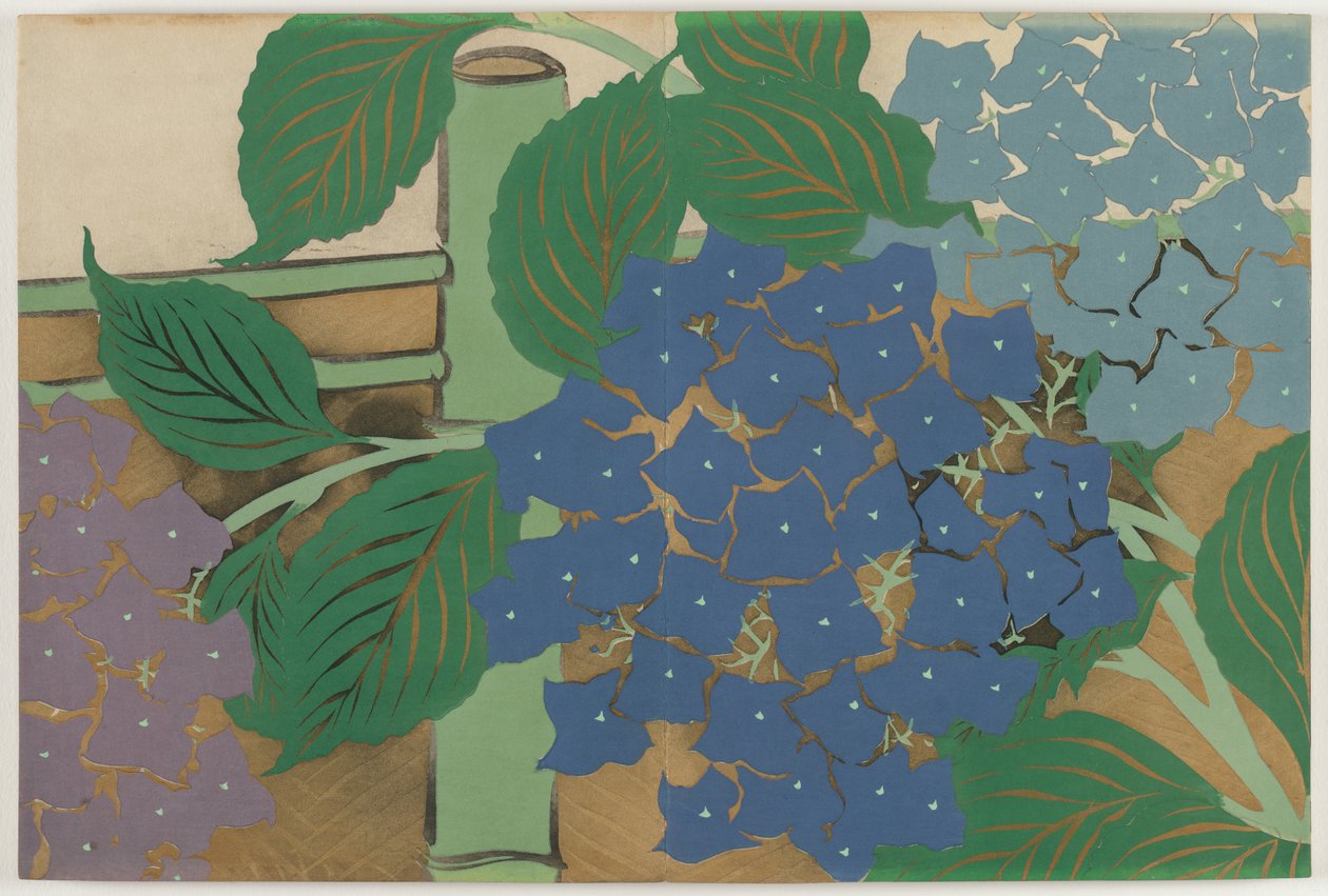 Sadan maailman kukat (Momoyogusa): Hortensia (Ajisai) tekijältä Kamisaka Sekka