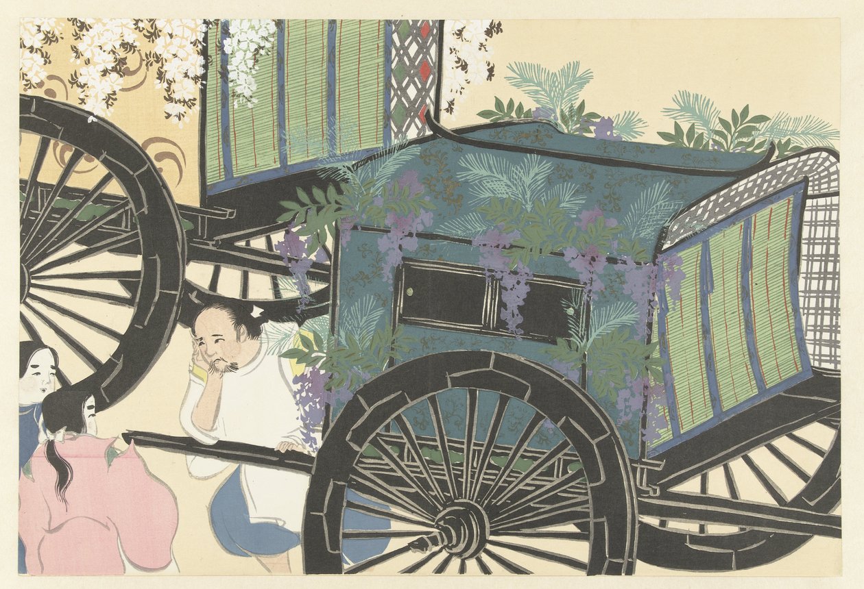 Wisteria, 1909 (puupainatus) tekijältä Kamisaka Sekka