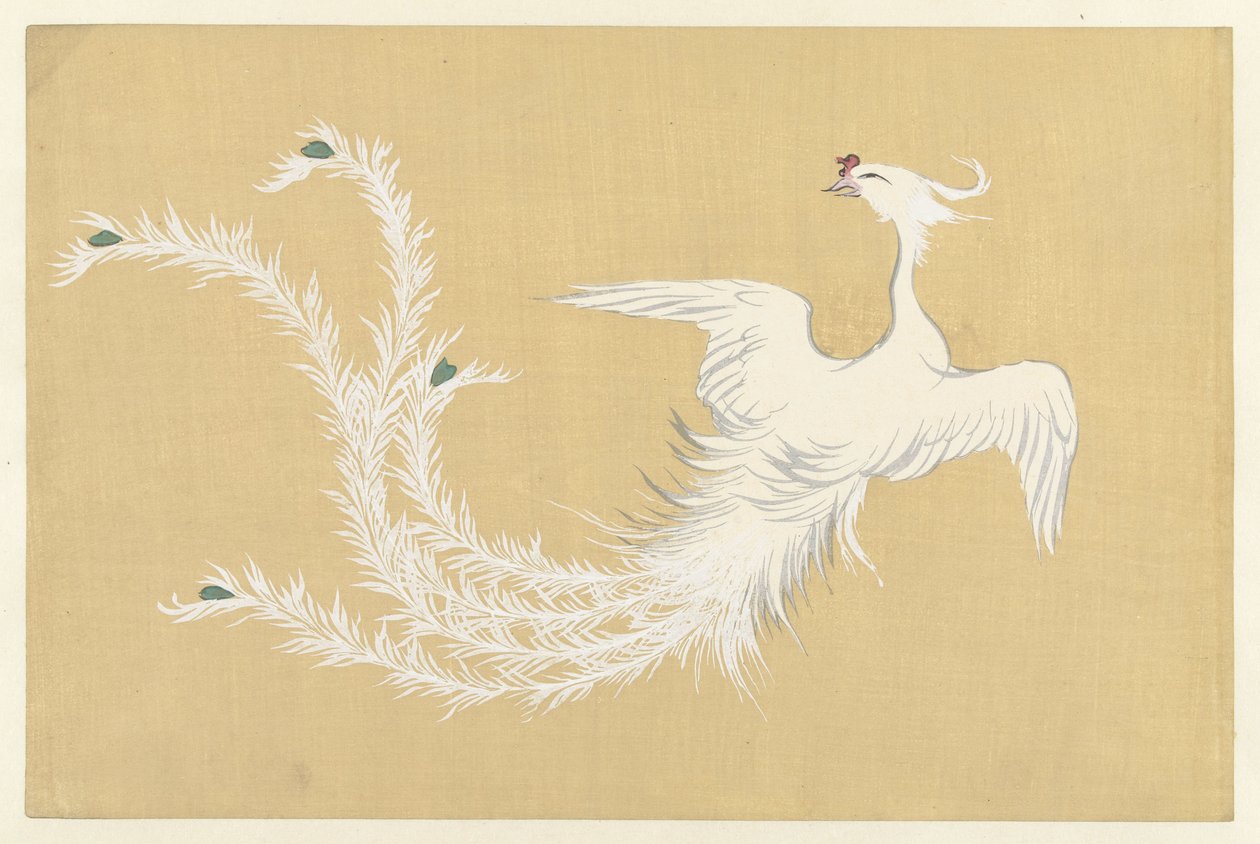 Valkoinen Phoenix Hakuho Flowers of a Hundred Worlds (sarjan nimi) Momoyogusa (sarjan nimi) tekijältä Kamisaka Sekka