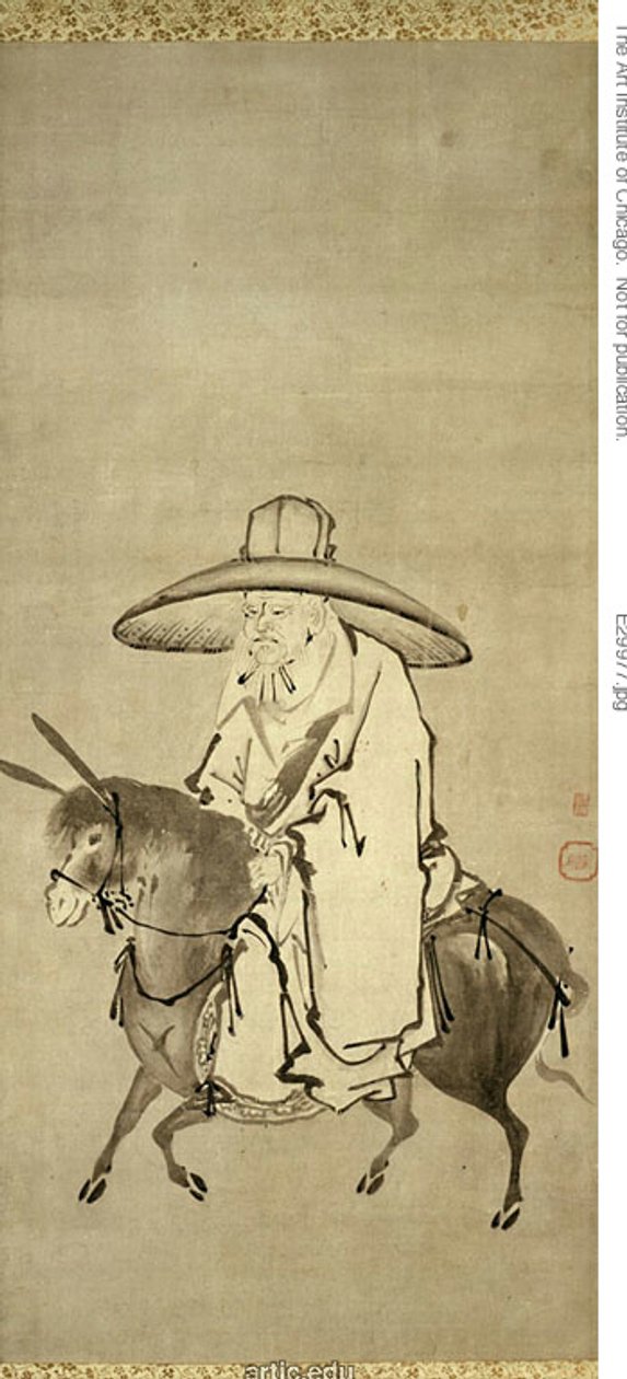Runoilija Du Fu ratsastaa aasilla tekijältä Kanô Shigenobu
