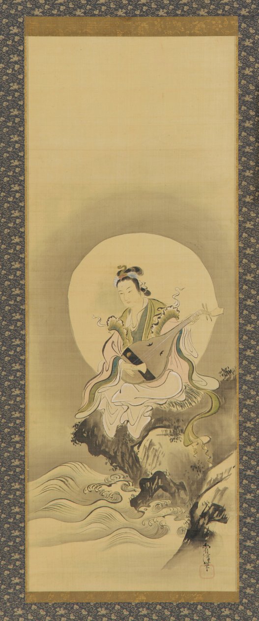 Benten Sarasvati istuu kalliolla, Edo-kausi, 1600-luvun puoliväli - 1700-luvun alku. tekijältä Kanô Yôboku Tsunenobu