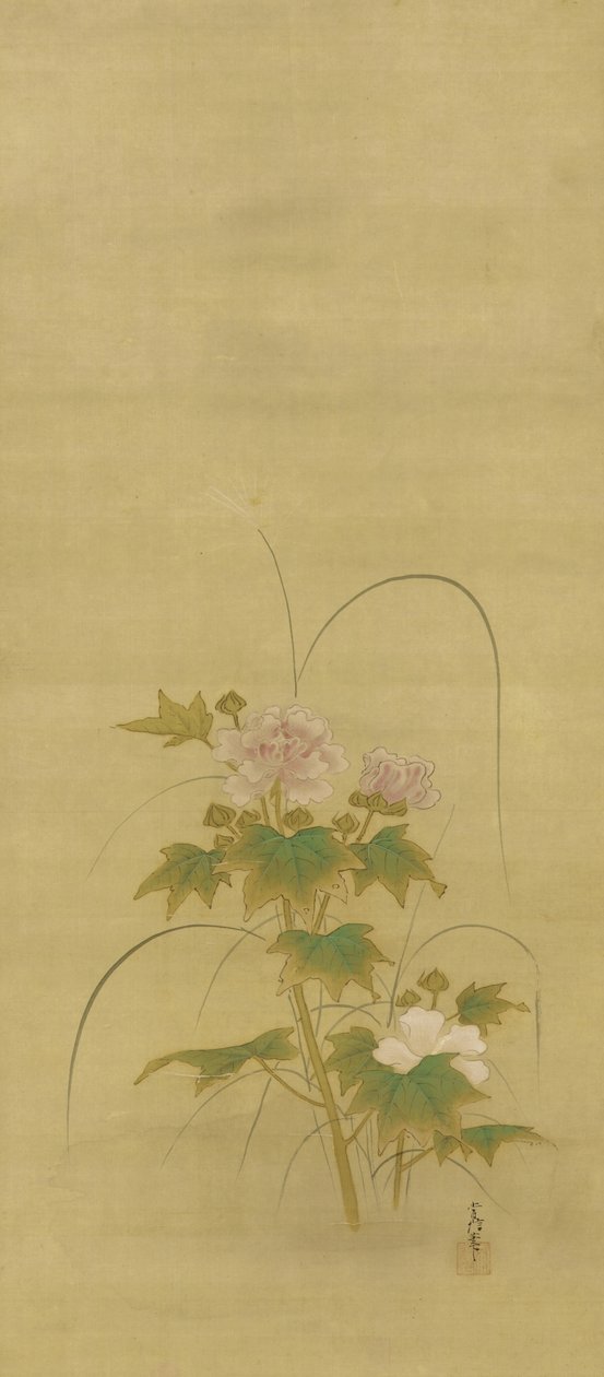 Pionit, Edo-kausi, 1600-luvun puoliväli - 1700-luvun alku (muste ja väri silkillä) tekijältä Kano Tsunenobu