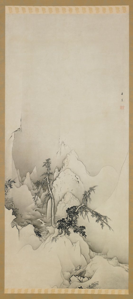 Talvimaisema: rotko, Meijin aikakausi, 1883. tekijältä Kano Hogai
