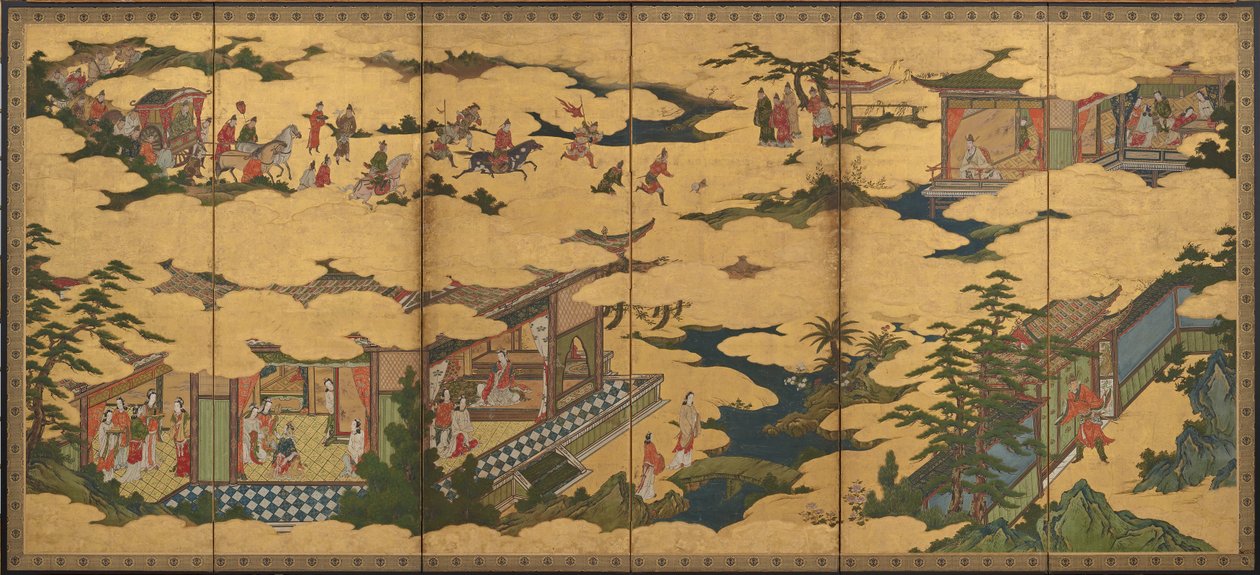 Kohtauksia Ming Huangin keisarin ja Yang Guifein elämästä (yksi parista F1901.21:n kanssa) tekijältä Kano Mitsunobu