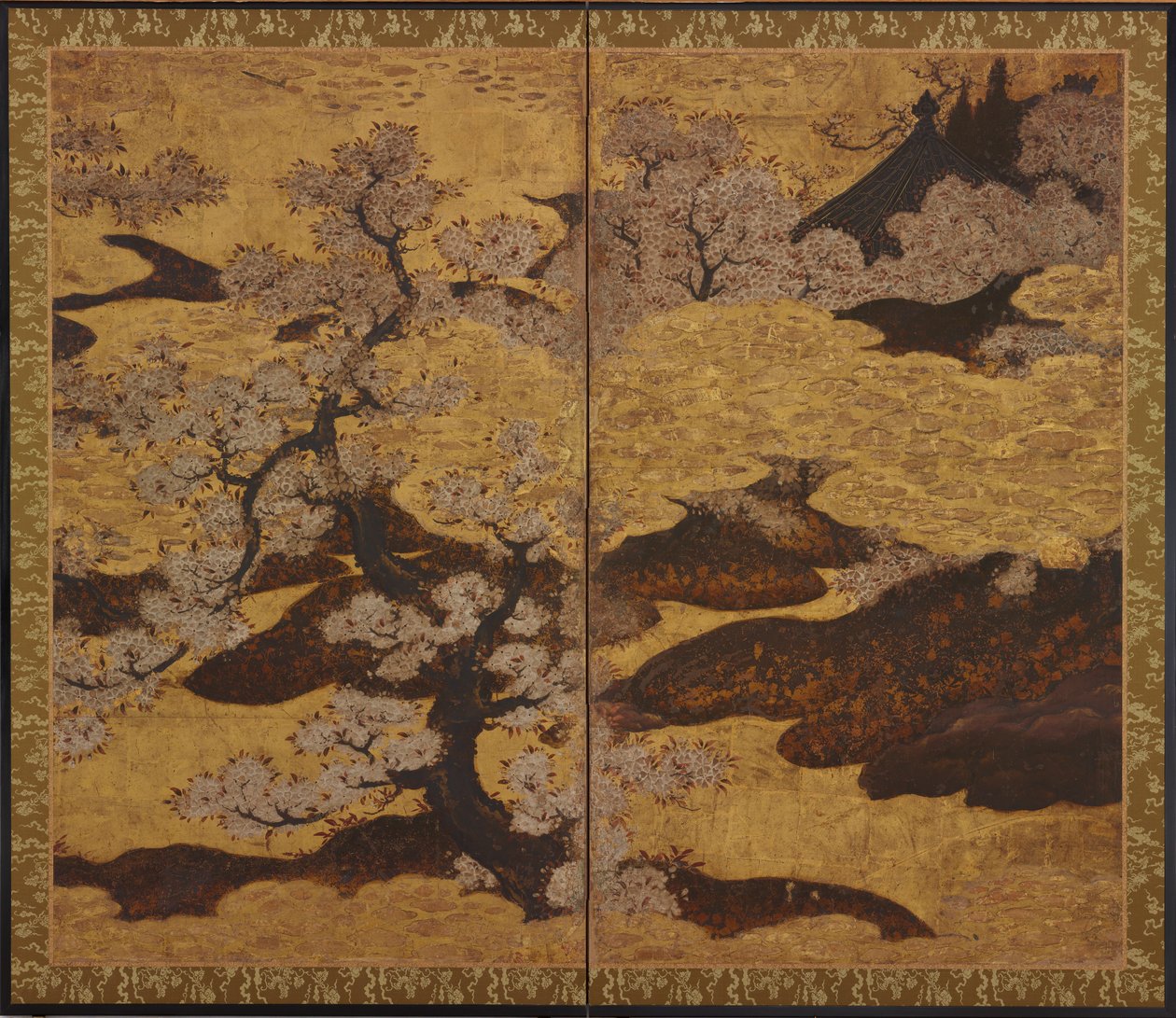 Kukkivat kirsikkapuut, Edo-kausi, n. 1580-1635. tekijältä Kano Sanraku