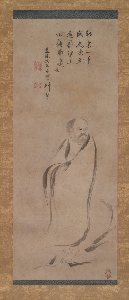 Bodhidharma Yangzi-joen ylittäminen kaislalla, 1500-luvun loppu. tekijältä Kano Soshu