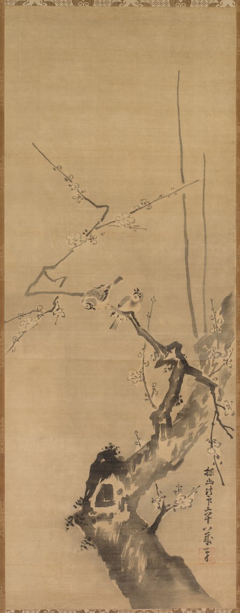 Sparrows on Blossoming Plum, 17th century. tekijältä Kanō Tan’yū