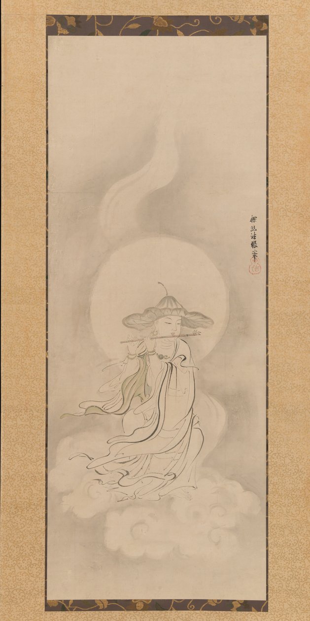Jizo Bosatsu soittaa huilua, 1600-luvun puoliväli. tekijältä Kanō Tan’yū