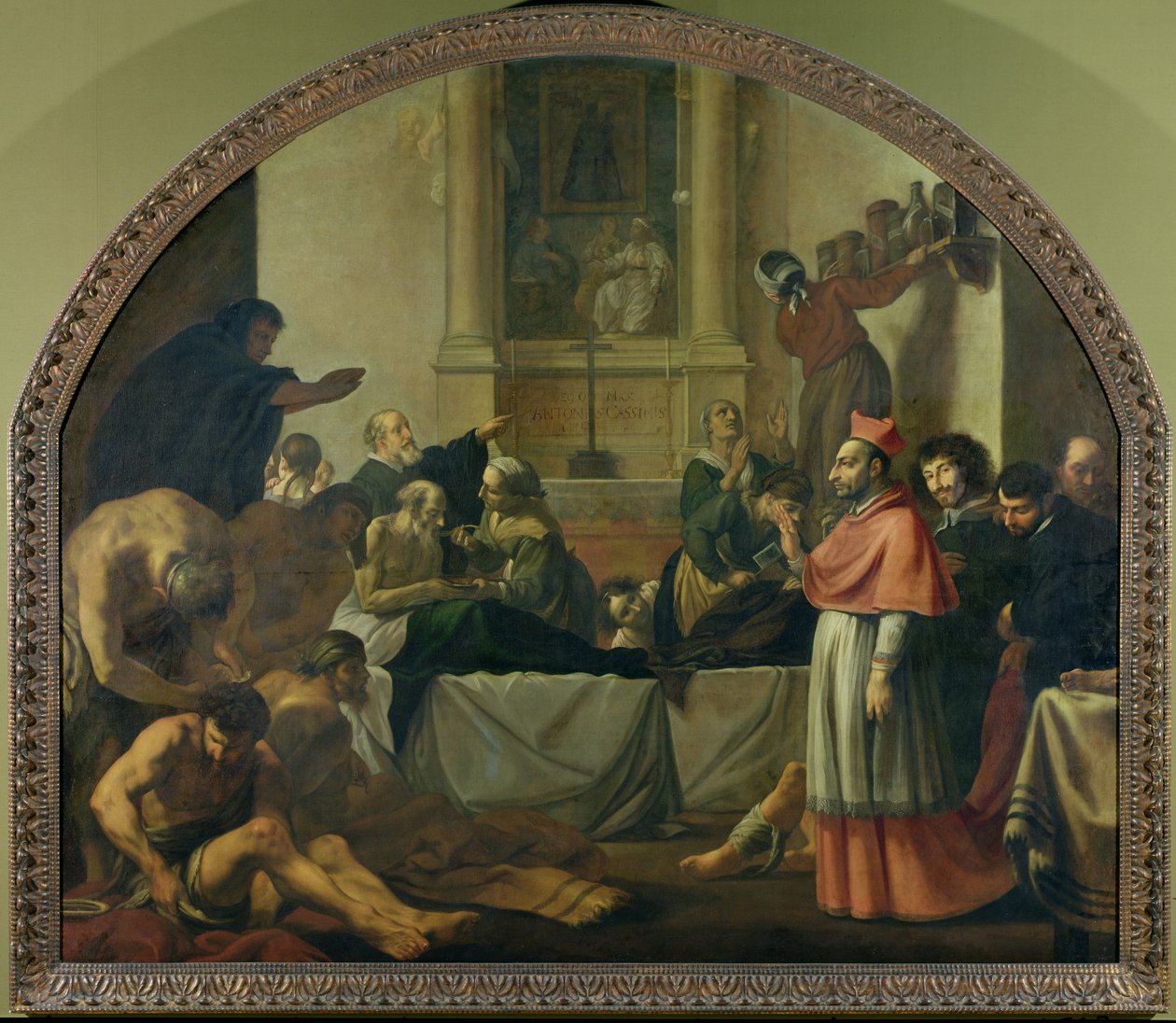 St. Charles Borromeo (1538-84) vierailee ruton uhrien luona Milanossa vuonna 1576 tekijältä Karel Škréta