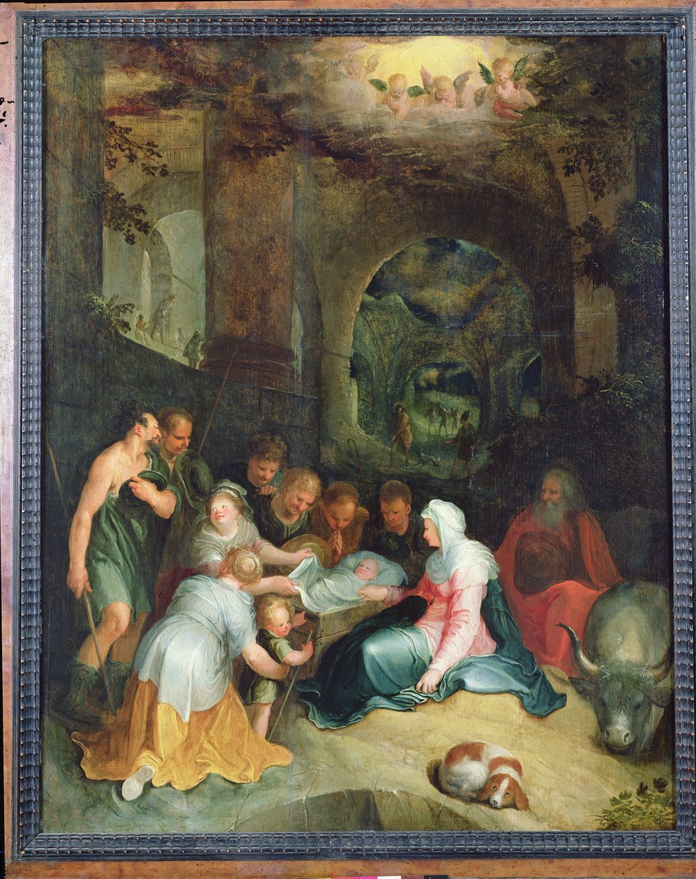 Paimenten palvonta (öljy) tekijältä Karel van Mander III