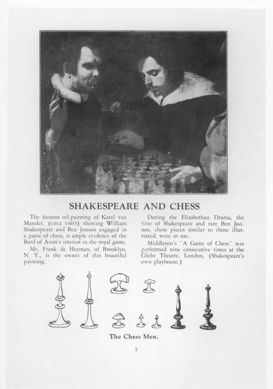 William Shakespeare (1564-1616) ja Ben Jonson (1572-1637) osallistuivat shakkipeliin tekijältä Karel van Mander III