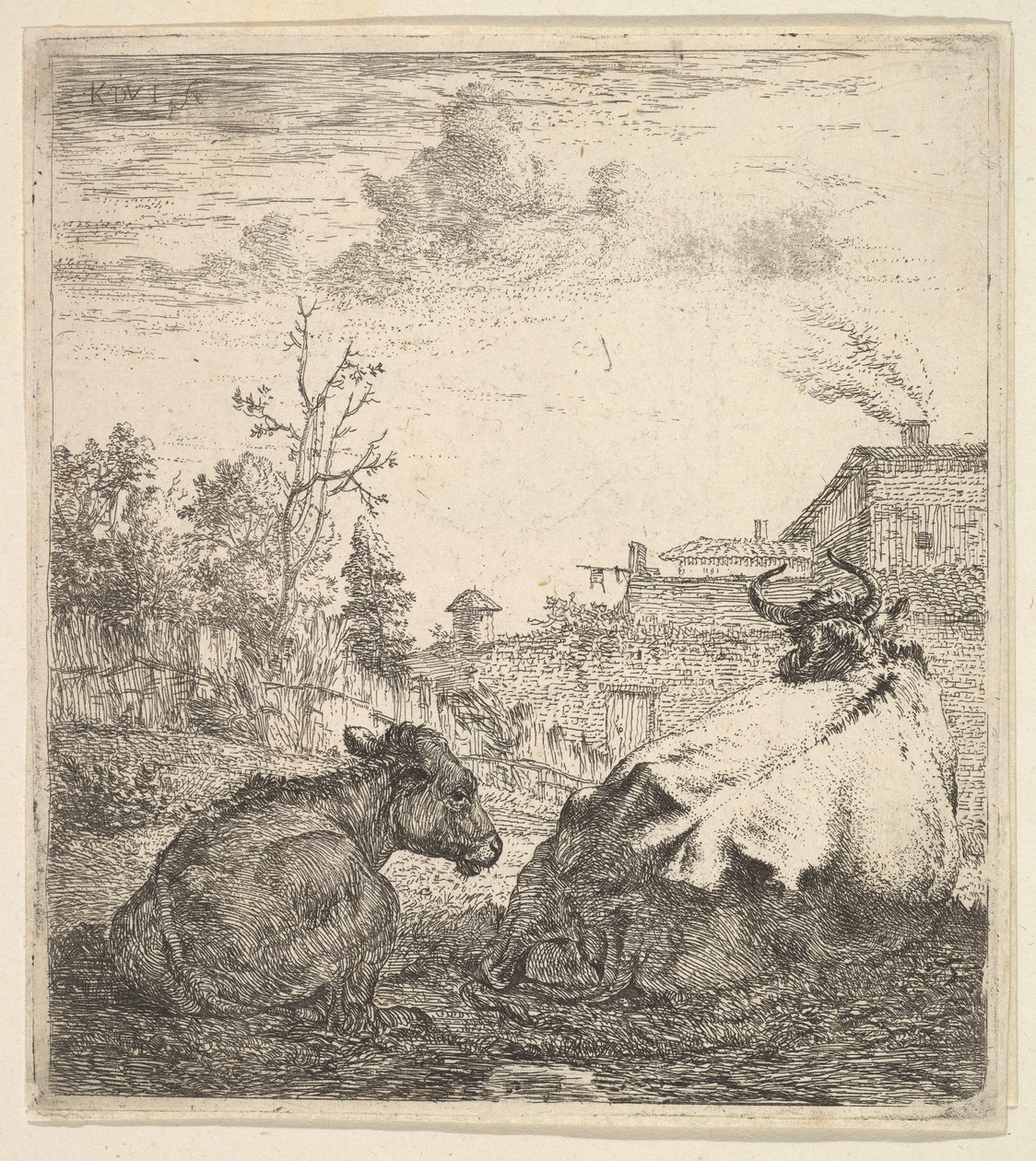Lehmä ja vasikka, 1600-luku. tekijältä Karel Du Jardin