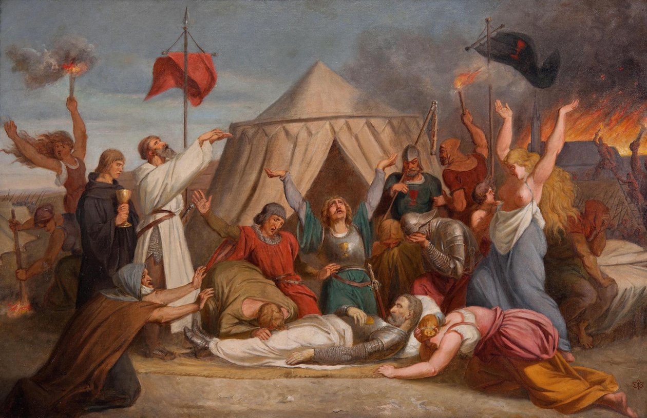 John Zizkan kuolema, n. 1850 tekijältä Karel Javurek