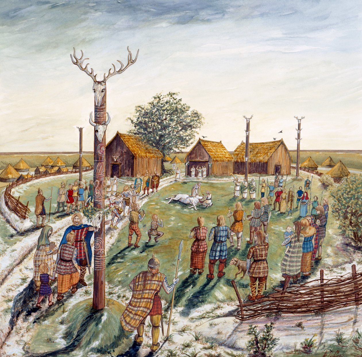 Danebury Hill Fort, 2. vuosisadalla eKr., 1990-2010 tekijältä Karen Guffogg