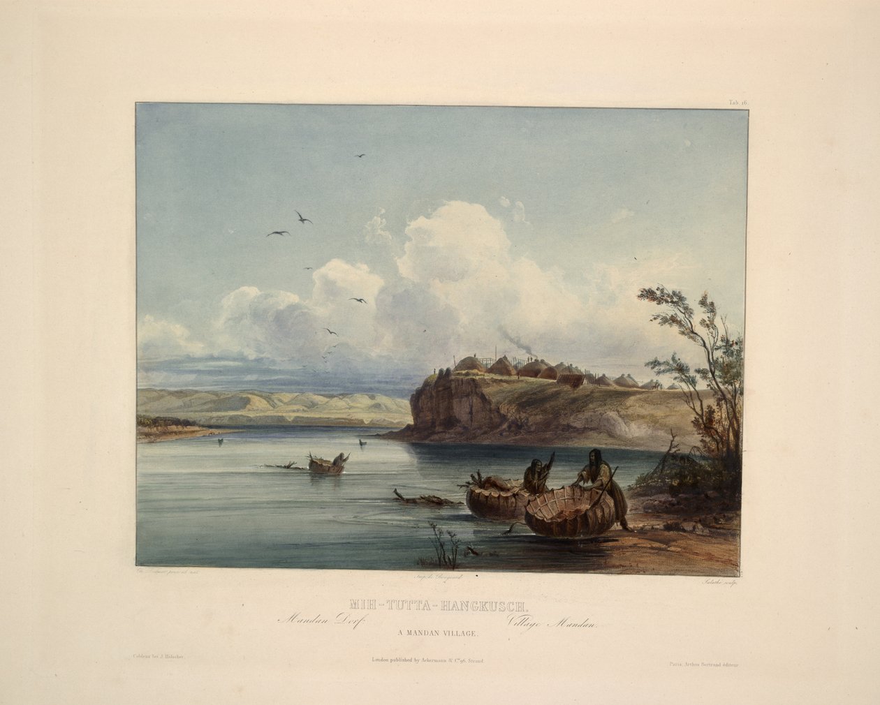 Mandanin kylä tekijältä Karl Bodmer