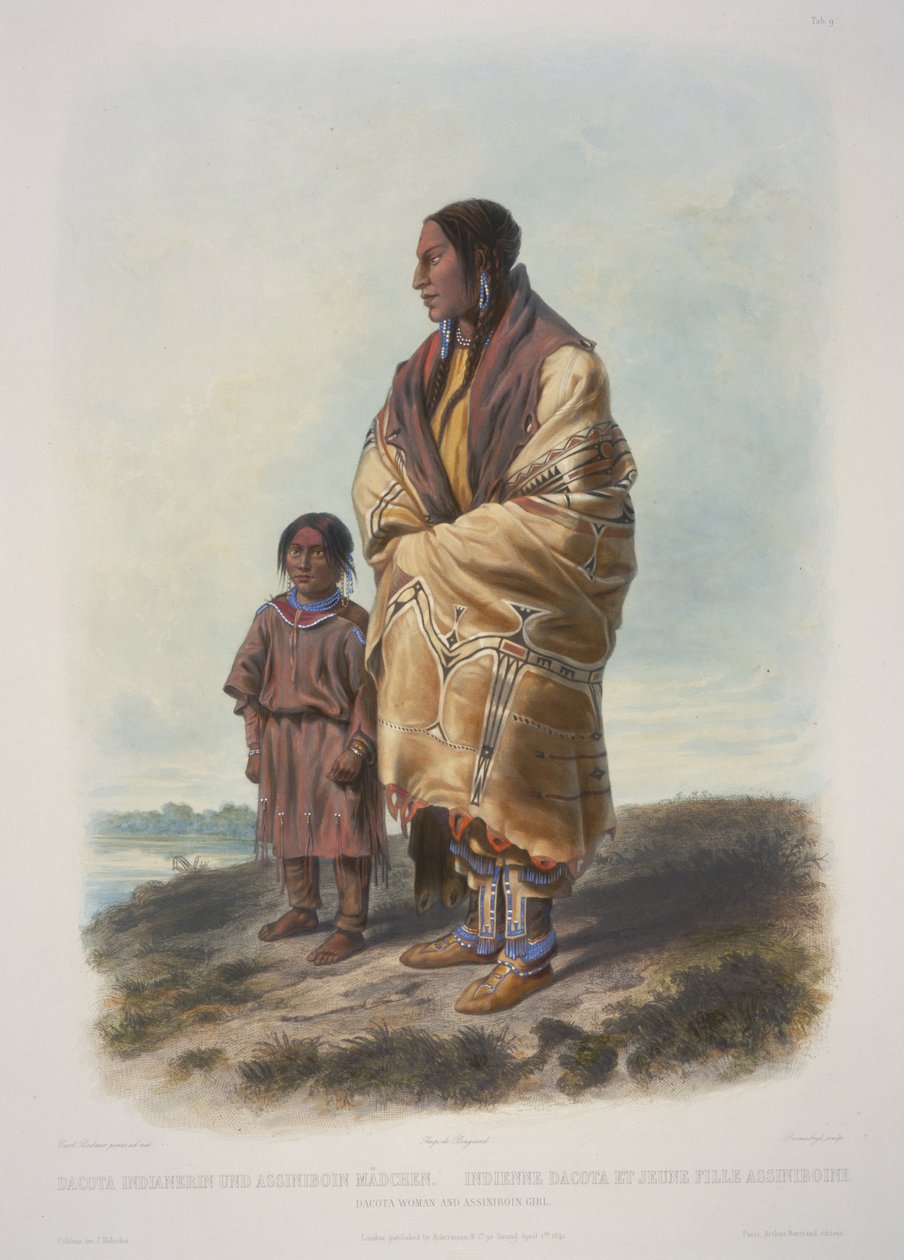 Dakota Woman ja Assiniboin Girl tekijältä Karl Bodmer