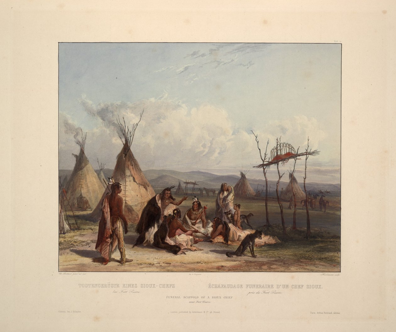 Sioux -päällikön hautaustelineet tekijältä Karl Bodmer