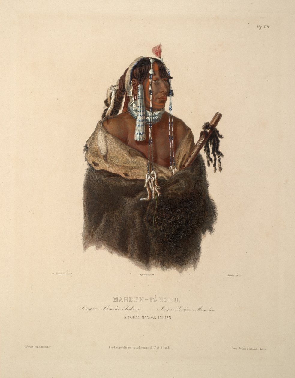 Mandeh-Pahchu Nuori mandanilainen intialainen tekijältä Karl Bodmer