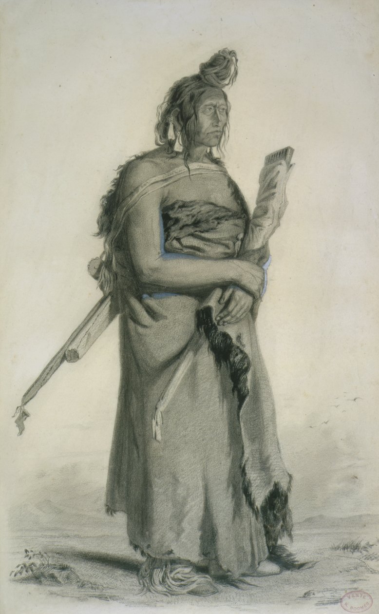 Mexhemauastan, Gros Ventres, n. 1833-43 (kynä, kynä ja wc paperilla) tekijältä Karl Bodmer
