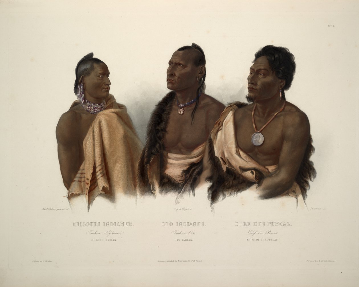Missourin intialainen Oto -intialainen ja Puncas -päällikkö tekijältä Karl Bodmer