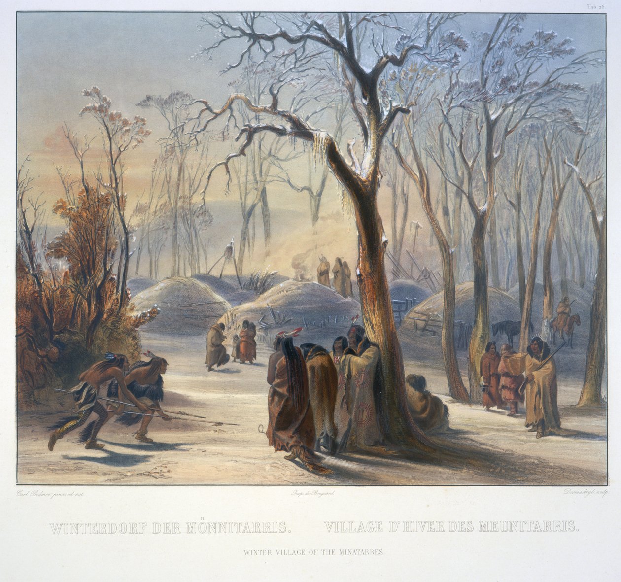 Minatarrien talvikylä tekijältä Karl Bodmer