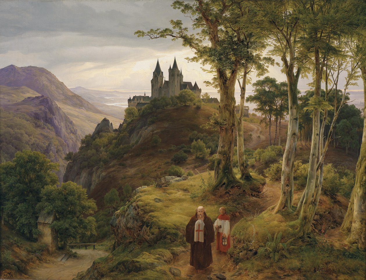 Romantische Landschaft mit Klosteranlage tekijältä Carl Friedrich Lessing
