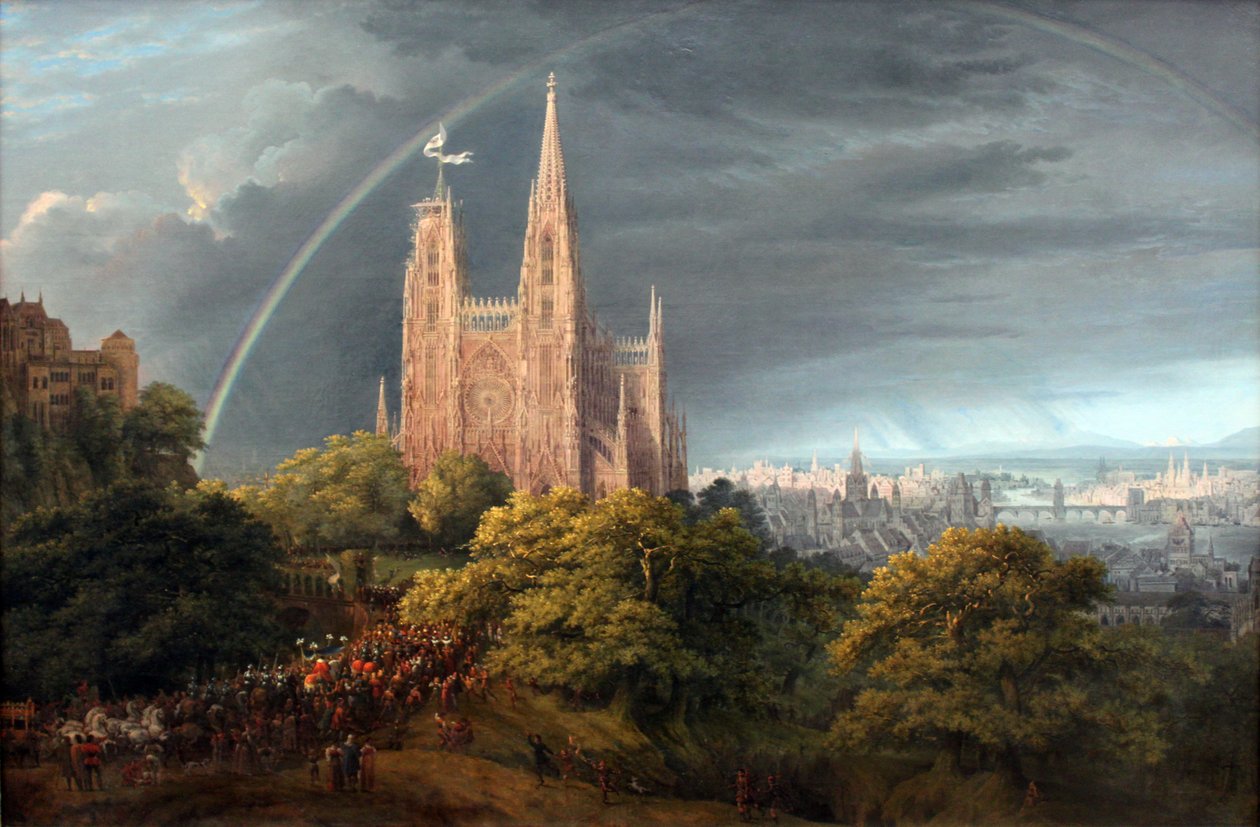 Keskiaikainen kaupunki joella tekijältä Karl Friedrich Schinkel