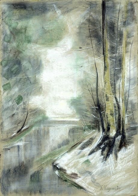 Verschneite Flusslandschaft tekijältä Karl Hagemeister