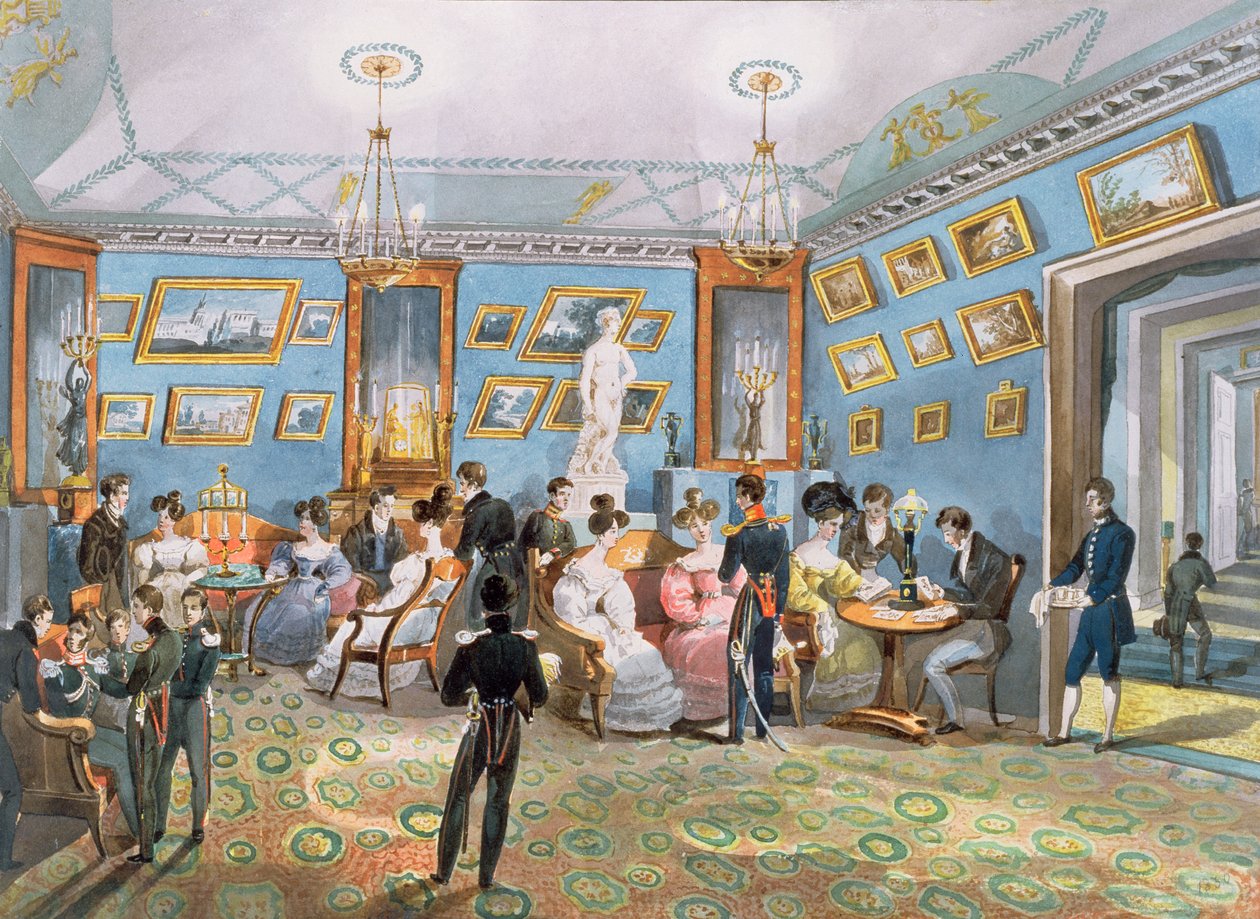 A Society Drawing Room, noin 1830 tekijältä Karl Ivanovich Kolmann