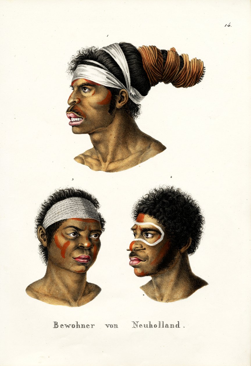 Australian alkuperäiskansat, 1824 tekijältä Karl Joseph Brodtmann