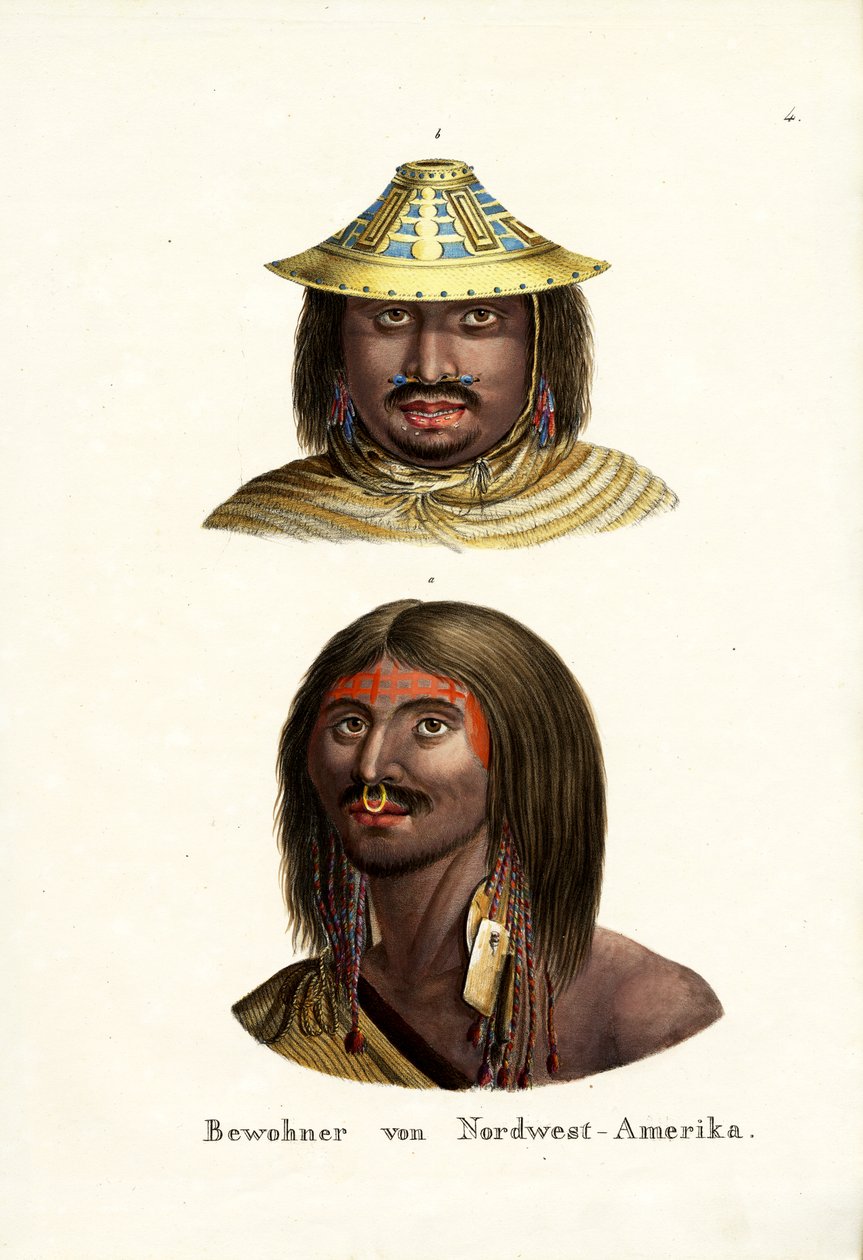 Pohjois-Amerikan luoteisrannikon intiaanit, 1824 tekijältä Karl Joseph Brodtmann