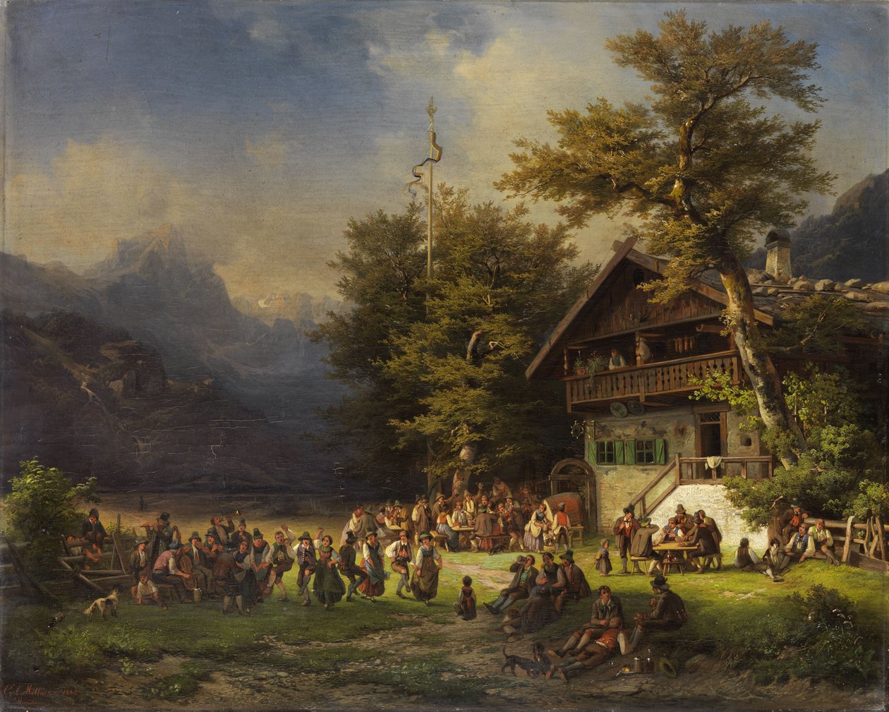 Maibaumfest vor einer Waldwirtschaft tekijältä Karl Millner