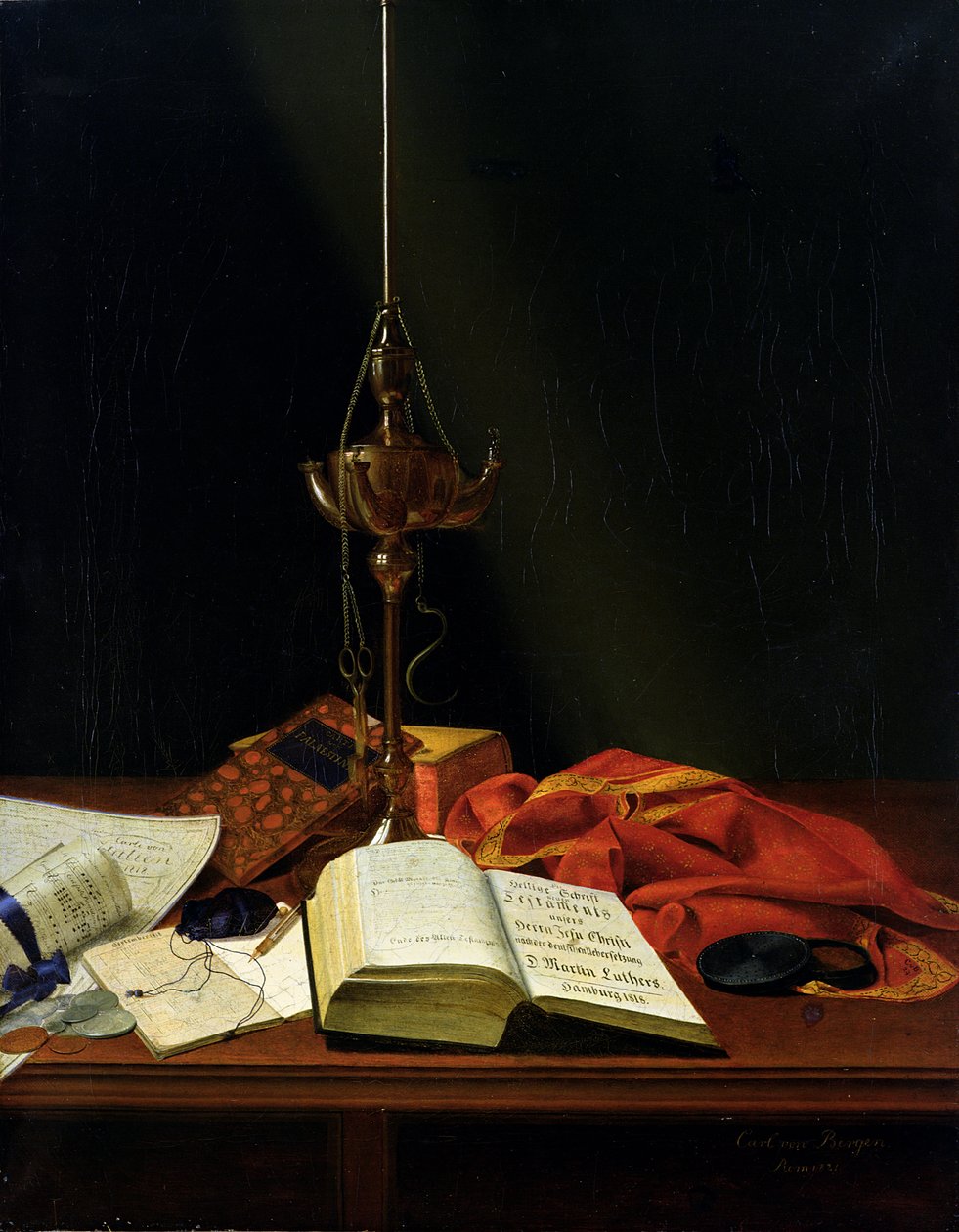 Asetelma Raamatun kanssa, 1821 tekijältä Karl von Bergen