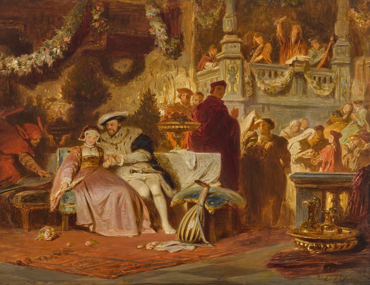 Heinrich VIII. Anna Boleyn voitti Ballin ja Kardinal Wolseyn tekijältä Karl Theodor von Piloty