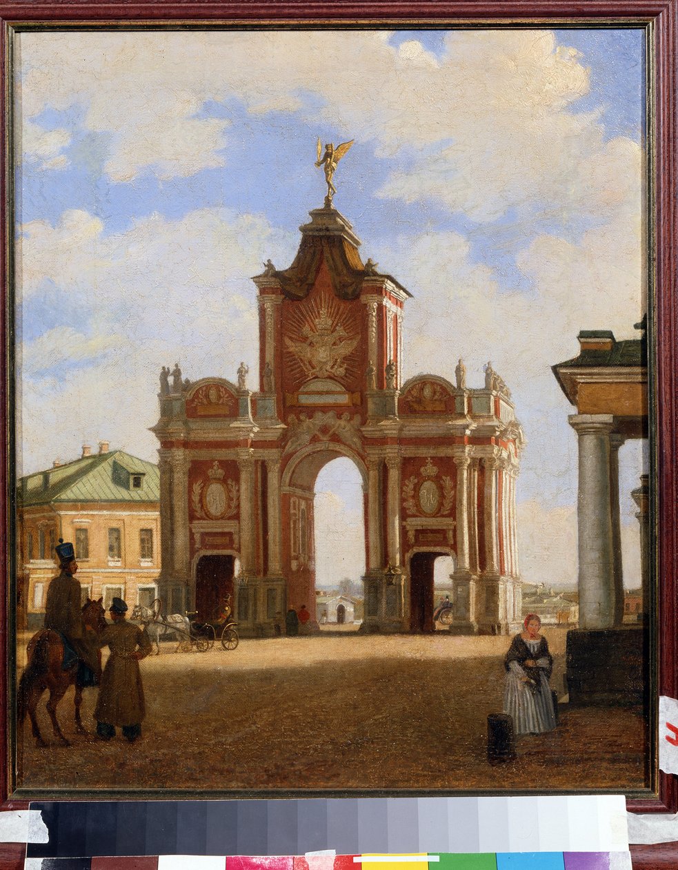 Punaiset portit Moskovassa. Karl Petrovich Bodri (1812-1894) maalaus. Öljy kankaalle, 46 x 34 cm tekijältä Karl Fridrikh Petrovich Bodri