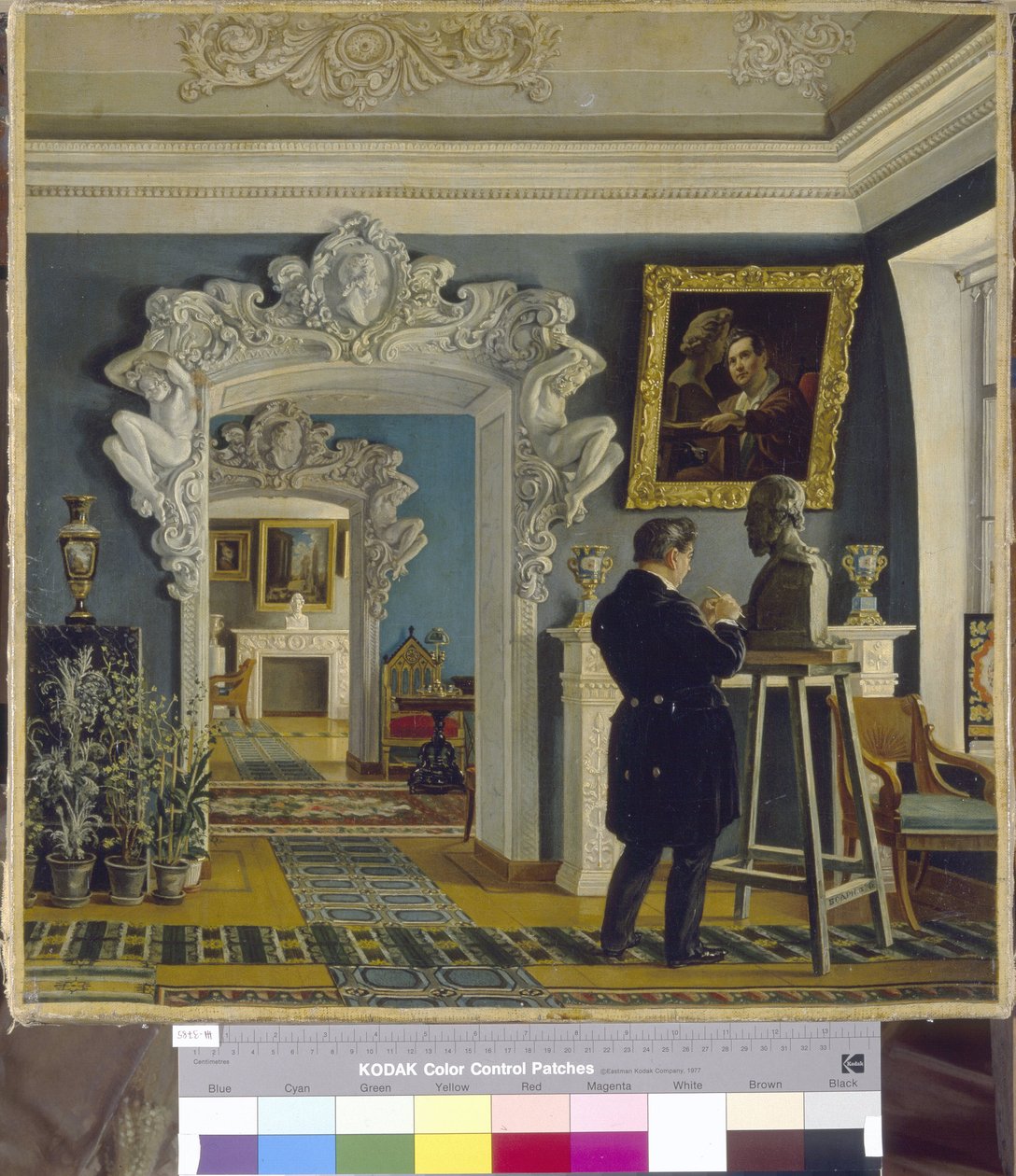 Kuvanveistäjä Ivan P. Vitali (1794-1855) työskentelee. Karl Petrovich Bodri (1812-1894) maalaus öljy kankaalle tekijältä Karl Fridrikh Petrovich Bodri