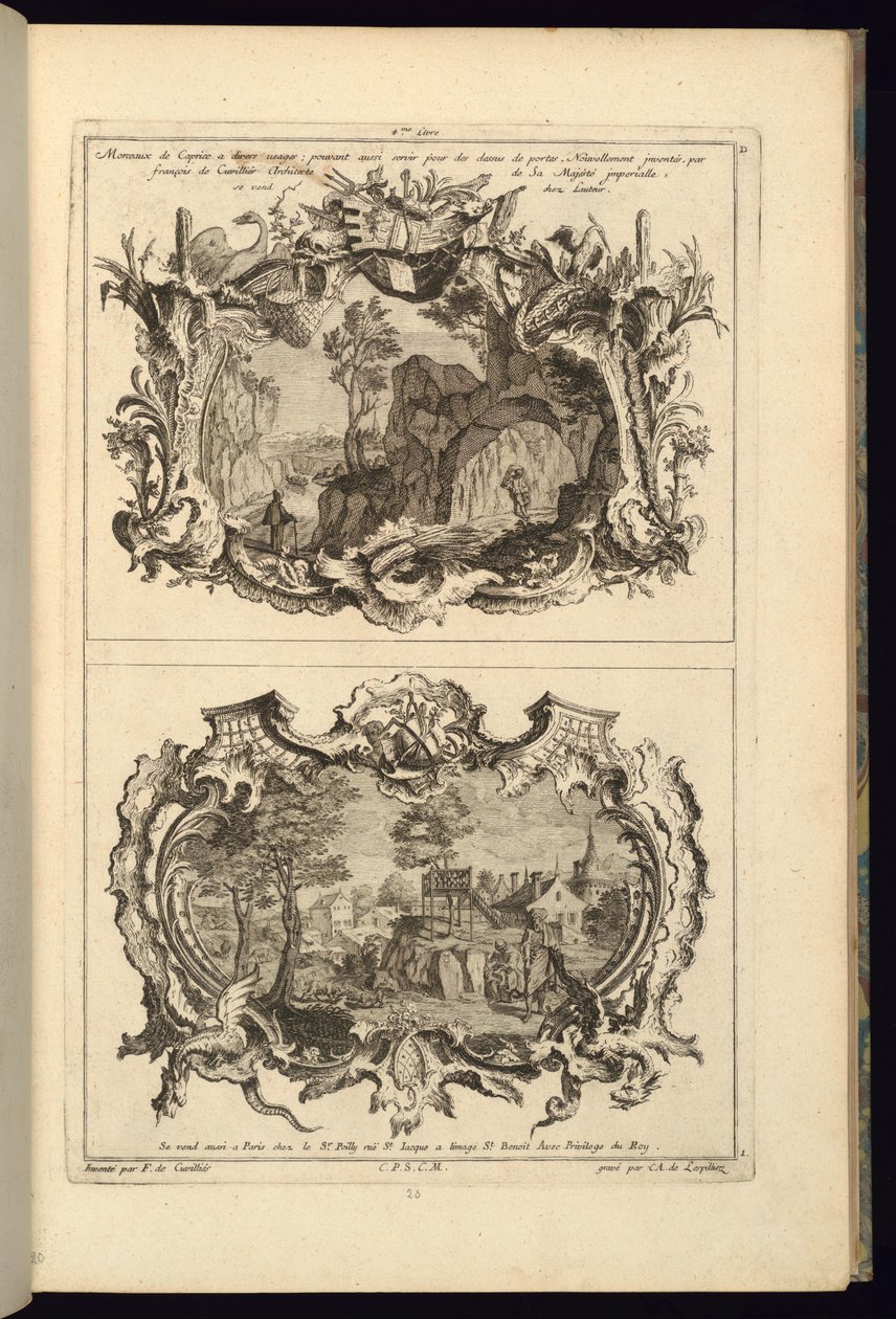 Tuloste, Suunnitelma kahta kartonkia varten, 1745 tekijältä Karl Albert von Lespilliez