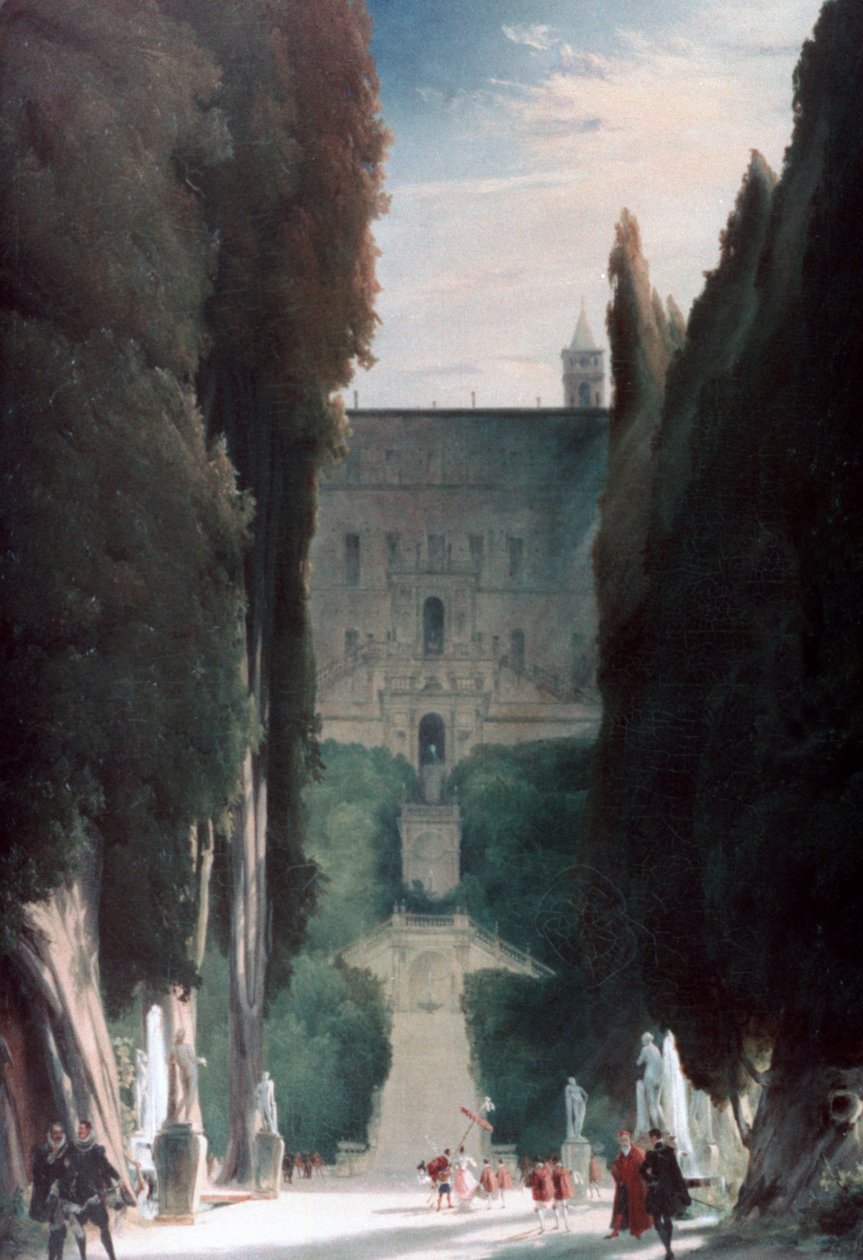 Villa dEsten puutarha, 1830 tekijältä Carl Blechen
