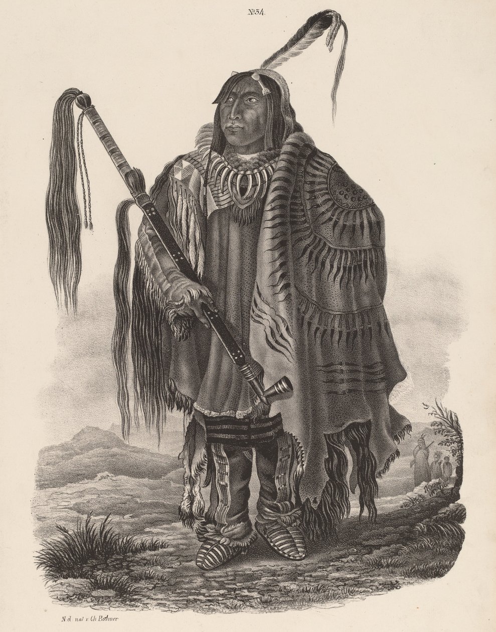 Monitari-intiaani, 1839. tekijältä Karl Bodmer