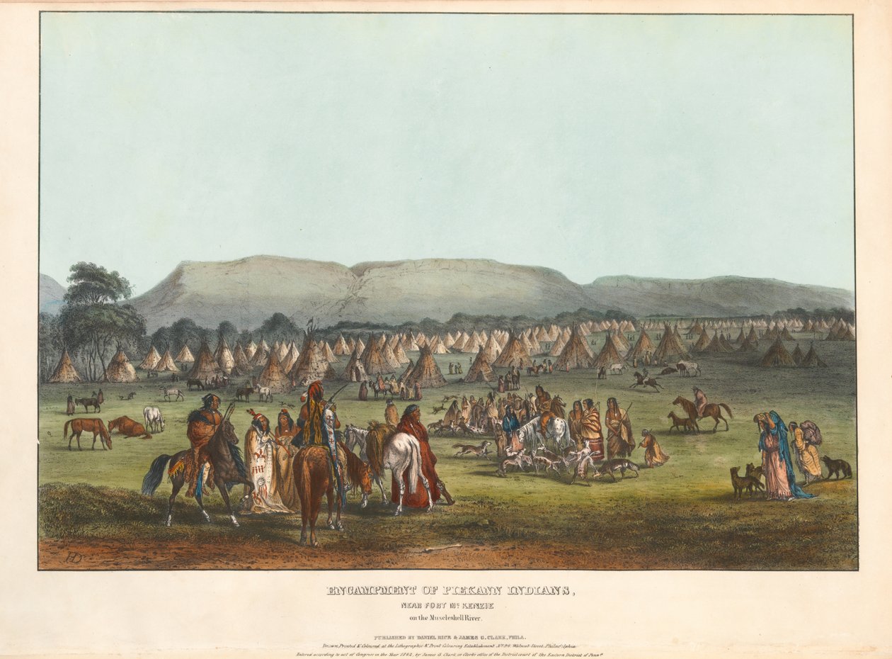 Piekann-intiaanien leiri tekijältä Karl Bodmer