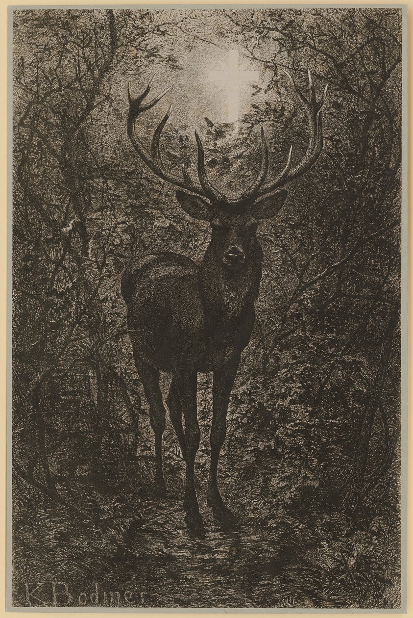 Hubertus-hirvi tekijältä Karl Bodmer